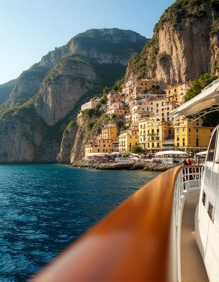 Vues spectaculaires de la côte Amalfitaine depuis la mer