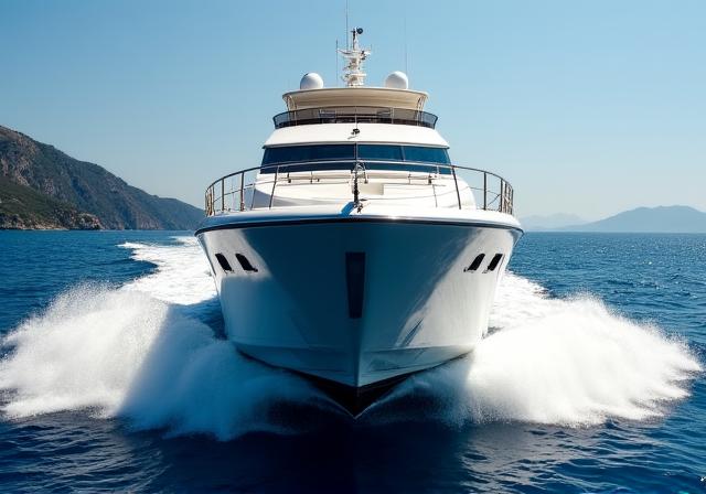 Yacht à moteur luxueux de 35m au mouillage